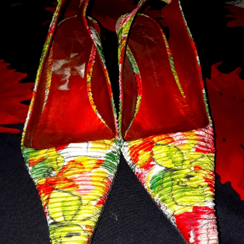 Gorgeous Zanotti floral mules. Stunning design. Hard to find floral design